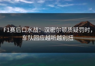 F1赛后口水战：汉密尔顿质疑罚时，车队回应越听越别扭