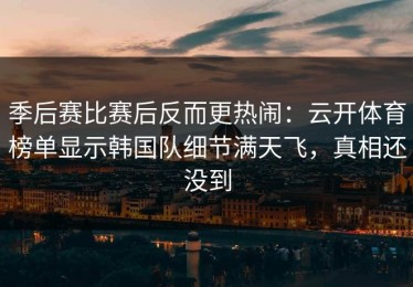 季后赛比赛后反而更热闹：云开体育榜单显示韩国队细节满天飞，真相还没到