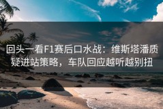 回头一看F1赛后口水战：维斯塔潘质疑进站策略，车队回应越听越别扭