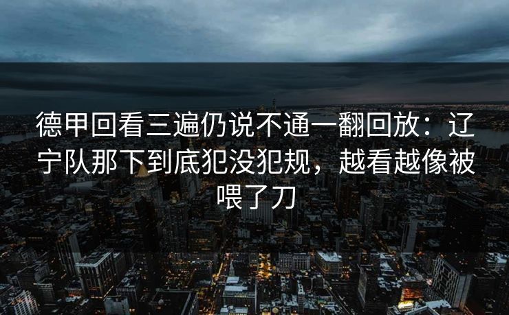 德甲回看三遍仍说不通一翻回放：辽宁队那下到底犯没犯规，越看越像被喂了刀